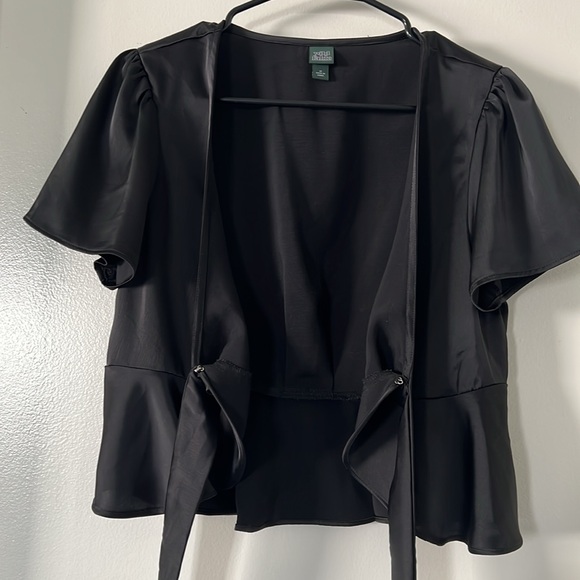 Wild Fable black satin wrap tie cover up size M - Picture 7 of 11